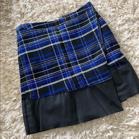 Lover’s + Friends Plaid Skirt Leather Sz S - Picture 1 of 6